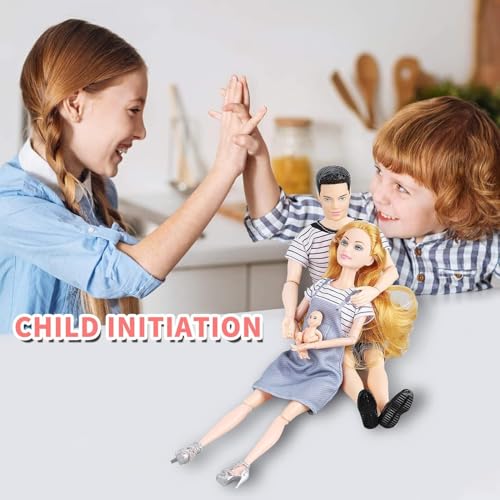 Image of SUPER TOY Beautiful Family Doll Pregnant Mother Father Daughter Playset for Girls Age 2 3 Years