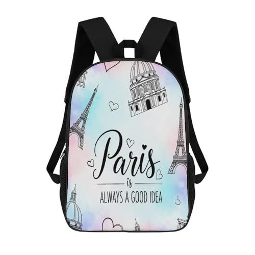 Womens Paris Eiffel Tower Backpack, Fashion Comfort Shoulder Bag for Travel, Reusable Spacious Soft Backpacks for Climbing, Shopping