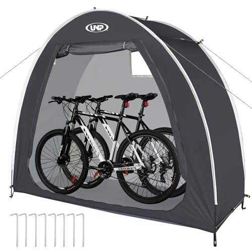 UNP Bike Storage Shed Tent, Portable Outdoor Bike Storage Tent with 210D Oxford Thick PU4000 Waterproof for 1/2/3/4 Bikes, Bike Covers Storage Shed for Bicycles, Lawn Mower, Garden Tools
