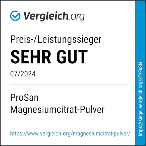 proSan Magnesiumpulver 250g (Tri-Magnesium-Di-Citrat, 16,4%) | Premium Magnesium | Vegan & Hochdosiert | Organisch & Wasserfrei | Reines Pulver ohne Zusatzstoffe (Packung mit 2)