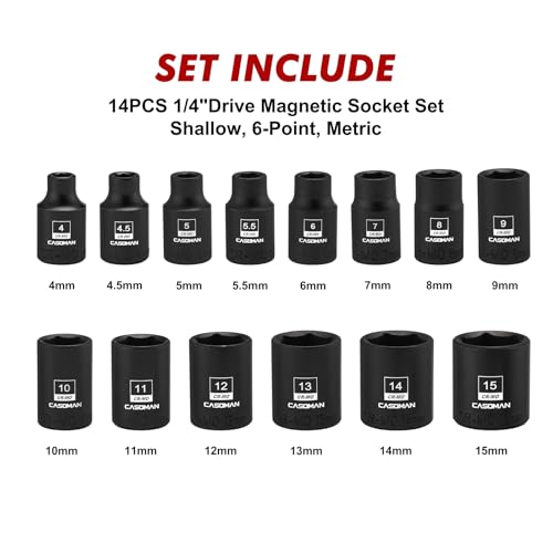 Casoman CS423 14Pcs 1/4"Drive Magnetic Impact Socket Set thumb #1