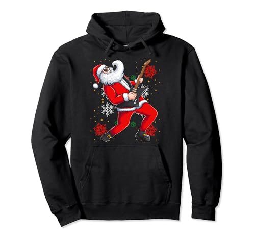 Guitarra Santa Navidad Claus Rock N Roll Ugly Xmas Sweater Sudadera con Capucha