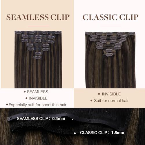 Image of GOO GOO Seamless Clip in Hair Extensions Real Human Hair Remy Extensions