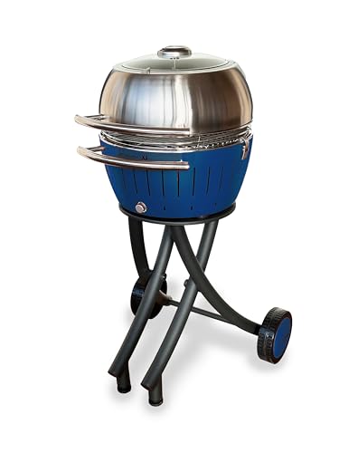 LotusGrill Barbecue de jardin XL vert citron – Chariot de barbecue avec capot XL en acier...