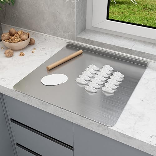 Planche à découper en acier inoxydable 50x70cm avec rebords pour cuisine