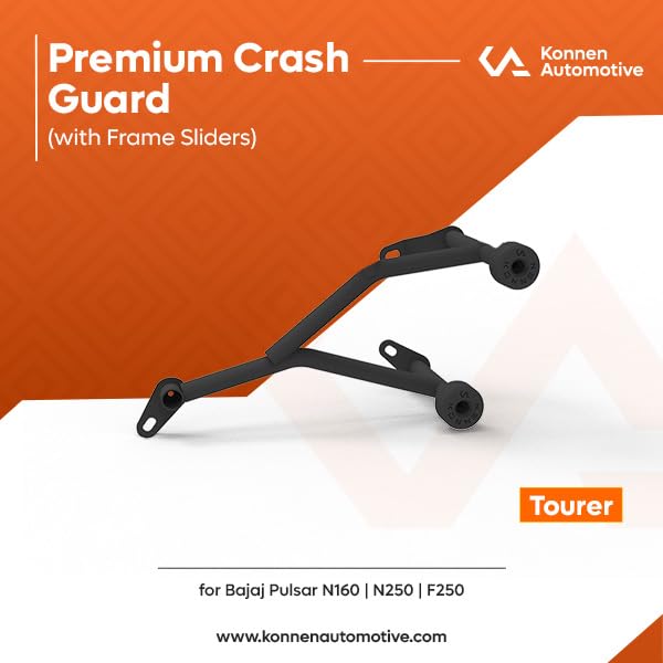 Image of Premium Crash Guard with Frame Sliders Compatible with Bajaj Pulsar N160 | N250 | F250 (Heavy Duty) (Tourer) (Black, Pack of 1)