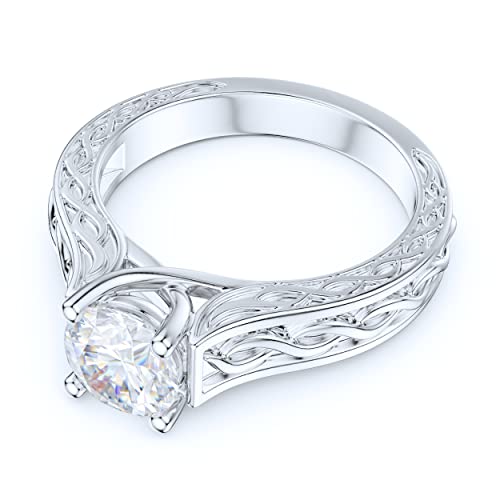 Sterling Silver Twisted Infinity Patterned 1CT Simulated Round Brilliant Cut Diamond or Genuine Moissanite Solitaire Promise Engagement Ring3