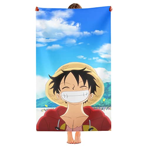 XAMBB Serviette de Plage Luffy Serviette de Plage en Microfibre 80 x 160 cm Serviette de Voyage sans Sable Séchage Rapide Garçons Filles Serviettes,Convient aux Adolescents Adultes Cover