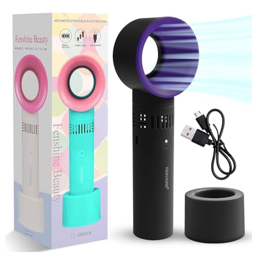 Fenshine Portable USB Rechargeable Mini Fan Eyelash Fan Dryer Bladeless Handheld Fan for Eyelash Extension, Air Conditioning Blower for Essential Eyelash Extension Supplies (Black)