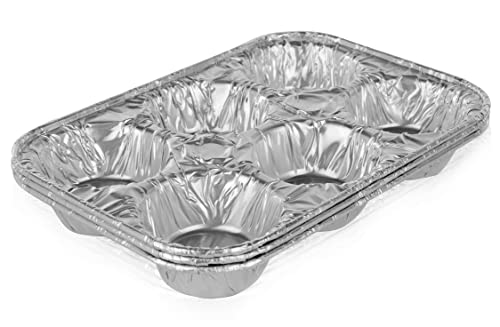 Elite Selection Aluminum Foil Muffin Pans – Reusable And Disposable Muffin Foil Pans – Stackable 6 Slot Muffin Trays – Oven & Freezer Safe –20 Piece Set #TOP7