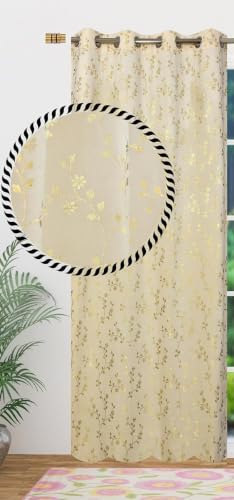 Image of Velvet Room Darkening Window Curtain 5 Feet, Golden Foil Print