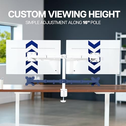 Image of VIVO Dual Monitor Desk Mount, Heavy Duty Fully Adjustable Stand, Fits 2 LCD LED Screens up to 32 inches, White, STAND-V032W