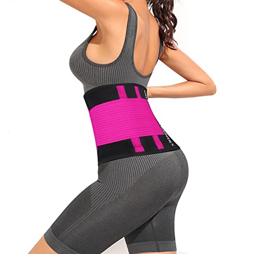 Waist Trainer Women -Waist Cincher Trimmer -Back Braces for Lower Back Pain Relief with 6 Stays, Breathable Back Support Belt for Men/Women for work (Rose Red, X-Large )