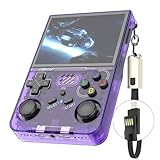 R36XX Retro Handheld Game Console with 64G 3.5 Inch IPS Screen Built-in 20000+ Classic Games Open Source Linux System Portable Pocket Video Player with 3200mah Battery (Translucent Purple)