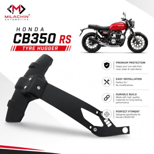 Image of Rear Tyre Hugger Compatible with Honda CB350 RS Superior Protection with Stylish Design Reflector Splash Guard with Primium Lazer Cut Mudguard (Matte Black)