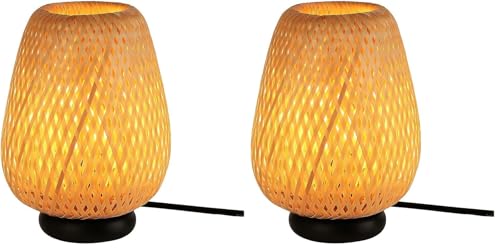 B·LED BARCELONA LED - Lámpara de mesa mimbre CARL - E27 (Paquete de 2)