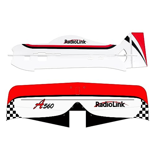 Radiolink A560 3D Airplane Fuselage Polypropylene (PP) Flat Foamy 545mm, A560 Wing Flat Foamy 580mm and Horizontal Stabilizer Flat Foamy 277mm Replacement Airplane Parts (Already Assembled Version)