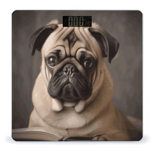 Báscula digital para baño tipo Animal Pug Dog con pantalla LCD