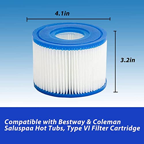 FOSUN Aufblasbare Filterkartusche Typ VI für Whirlpools, kompatibel mit Bestway 58323, Lay-Z-Spa for Bestway Flowclear Pool Filter, Miami, Palm Springs, Hawaii, Vegas, Monaco, Paris usw, 12 Stück