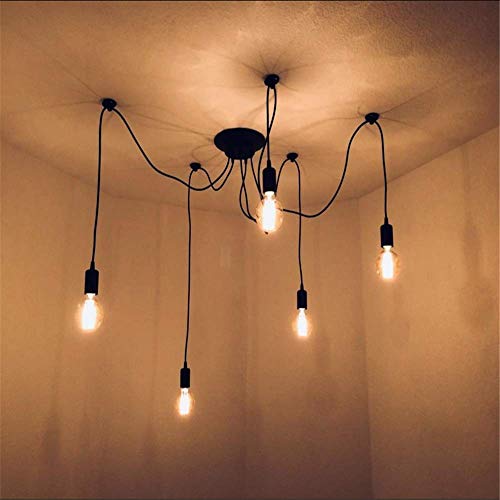 E27 Creative Edison kroonluchter antieke DIY kroonluchter 5 koppen lampen vintage industriële plafondlamp hanglamp lamp… - Afbeelding 5
