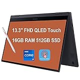 Samsung 2021 Flagship Galaxy Book Flex2 Alpha 2-in-1 13 Laptop 13.3' FHD QLED Touchscreen 11th Gen Intel Quad-Core i7-1165G7 16GB RAM 512GB SSD Backlit Fingerprint USB-C WiFi6 Win10 Black + Pen