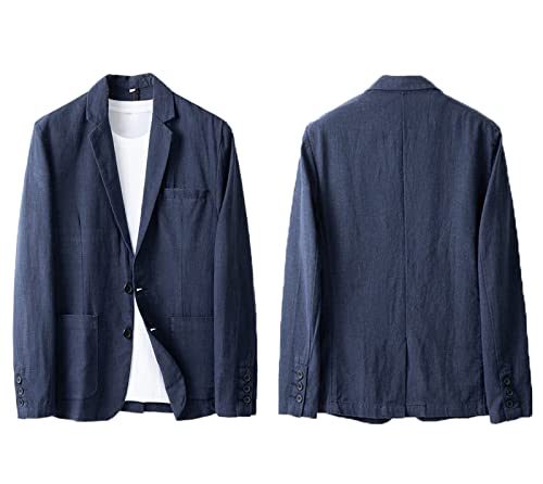 Furuyal Men's Slim Fit Linen Jacket Casual Two Button Sportcoat Blazer Jacket4