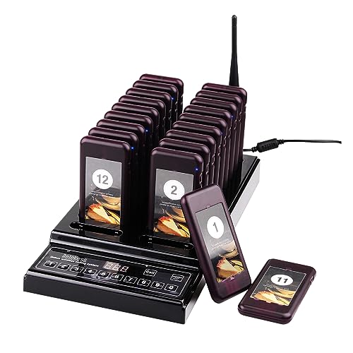 Retekess T112 Sistema de Llamadas Restaurante, Buscapersonas, 36 Horas de Trabajo, 500M, 998 Canales, Indicador de Batería Baja, Avisador de Clientes para Bar, Hotel, Logística Negro