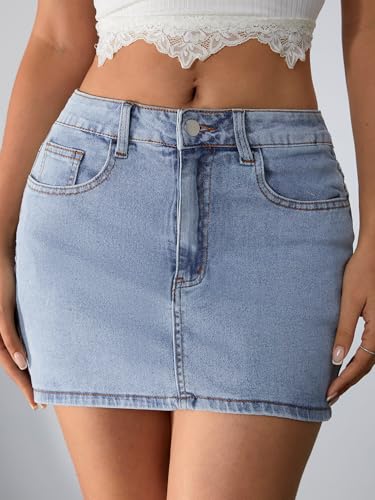 Milumia Women's Bow Knot High Waist Denim Skirt Bodycon Casual Jean Skirts2