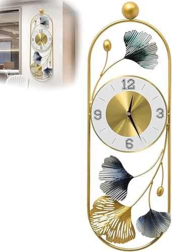 Image of FUNTEREST Decorative Metal Hanging Clock for Living Room Stylish Vintage Analog Wall Clock for Home Non-Ticking Antique Large Wall Clock for Bedroom,Office,Hall,Drawing Room (Clock - 3)