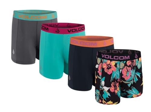 Volcom Mens Boxer Briefs 4 Pack Poly Spandex Performance Boxer Briefs Underwear