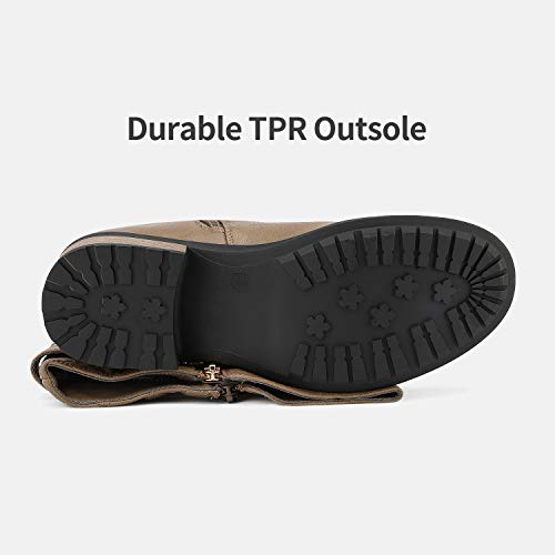 DREAM PAIRS Women's Knee High Boots Wide Calf Low Heel Riding Boots Fall Tall Boots for Women,Size 12,Khaki,UTAH-W