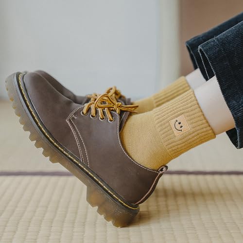 5 Pairs Cute Socks with Smiling Face Embroidery with Gifts Box Socks for Women4