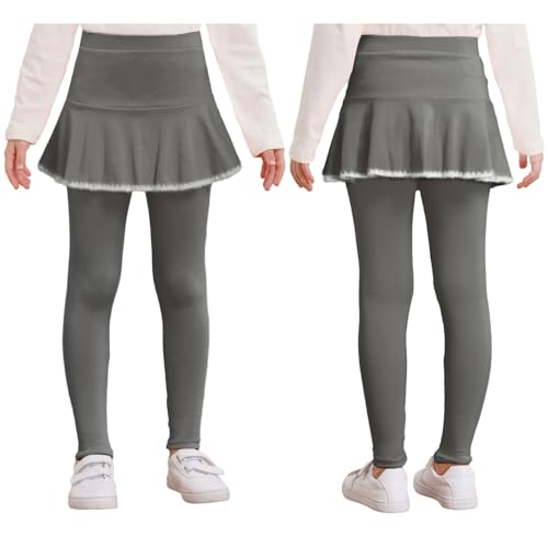 YiZYiF Footless Leggings for Girls School Uniform Pants Elastic Waistband Pantskirt Ruffle Tights