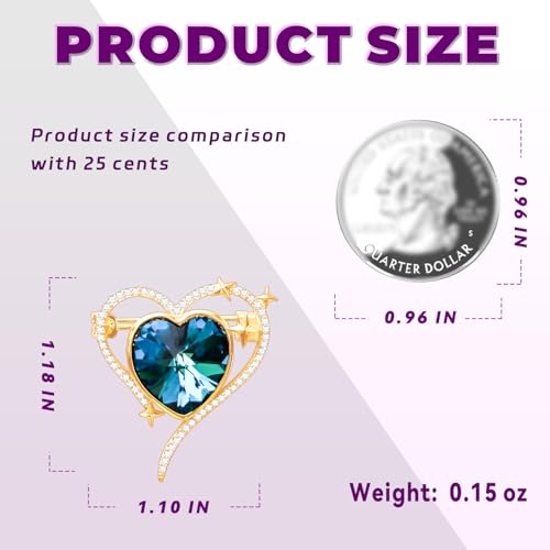 Image of Brooches For Women,14k Gold Plated Copper,Crystal Brooch,Love Brooch,Heart Brooches,Brooches Pin for Birthday, Christmas,Valentines, Wedding Parties, Anniversaries,Mother's Day
