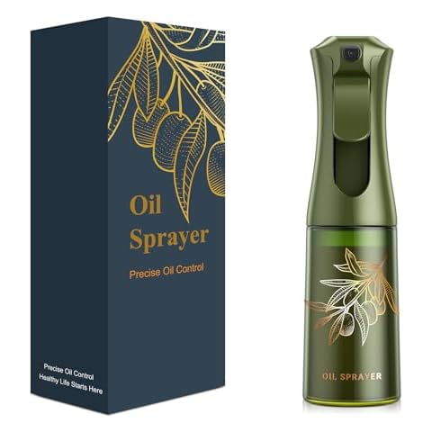 MISSOLO Oil Sprayer for Cooking - 180ml Glass Oil Spray Bottle - Continuous Olive Oil Sprayer with Portion Control - Cooking Gadgets - Kitchen Gadgets for Air Fryer, Salad, Baking, BBQ Cover