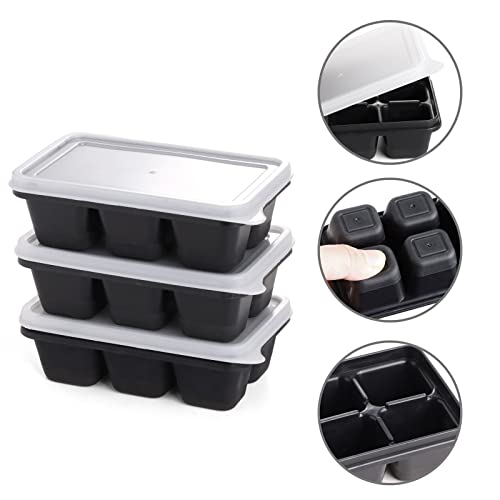 Ice Cube Trays For Freezer 3 Pack - Mini Ice Cube Trays With Lid & Easy-Release Silicone Bottom, Stackable Small Ice Cube Molds (Black) #TOP3