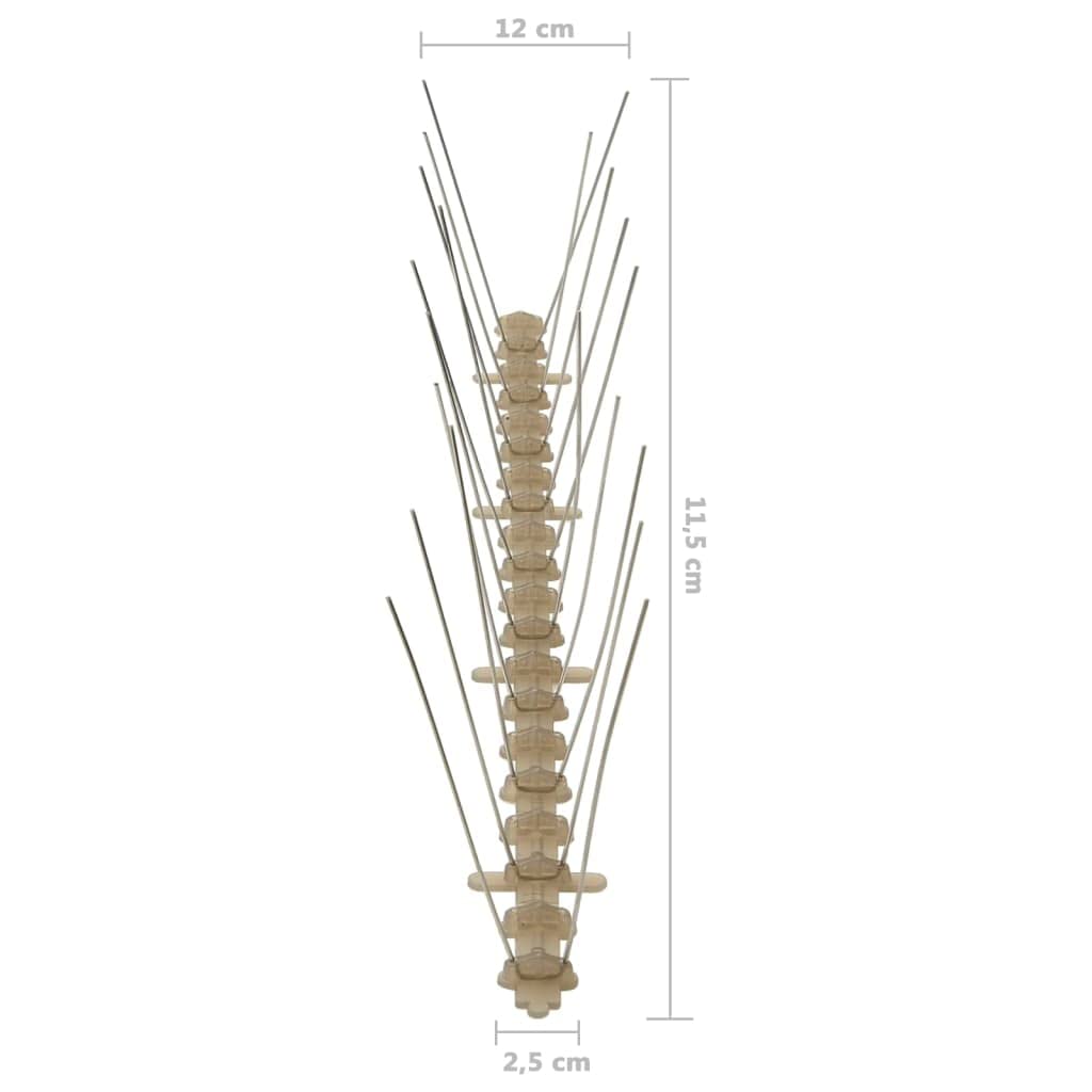 Set di 20 punte repellenti per piccioni, lunghezza 10 m, in acciaio inox e plastica, 2 file, per giardino e casa