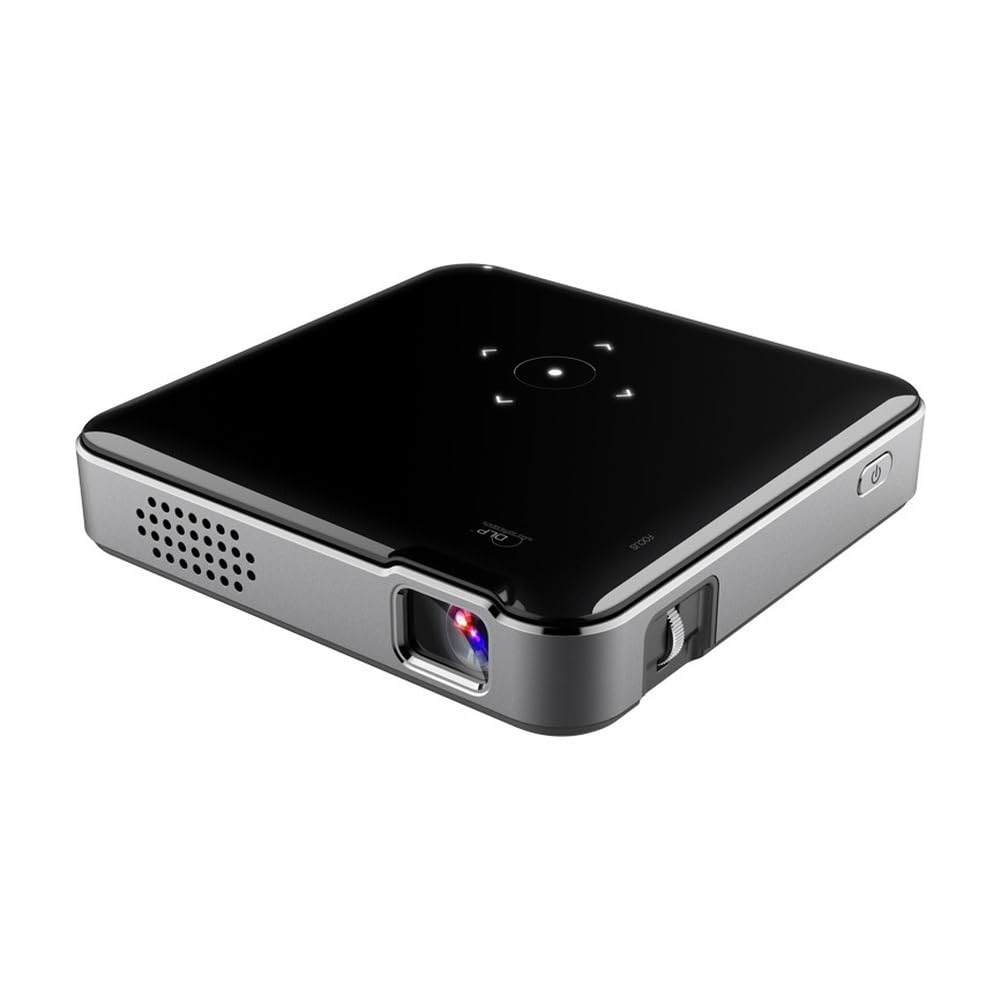 Proyector de Bolsillo DLP con Batería Integrada, Función Mirror Stream Desde Teléfono iOS o para Android, Proyector Inalámbrico Portátil para Exteriores, Enchufe Europeo