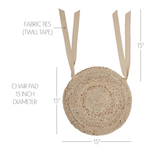 VHC-Brands-Jute-Chair-Pad-Jute-Dining-Room-Kitchen-Chair-Pads-Seat-Cushion-with-Ties-Natural-Jute-Collection-Round-15×15-Natural VHC Brands Jute Chair Pad Jute Dining Room Kitchen Chair Pads Seat Cushion with Ties Natural Jute Collection Round 15×15 Natural
