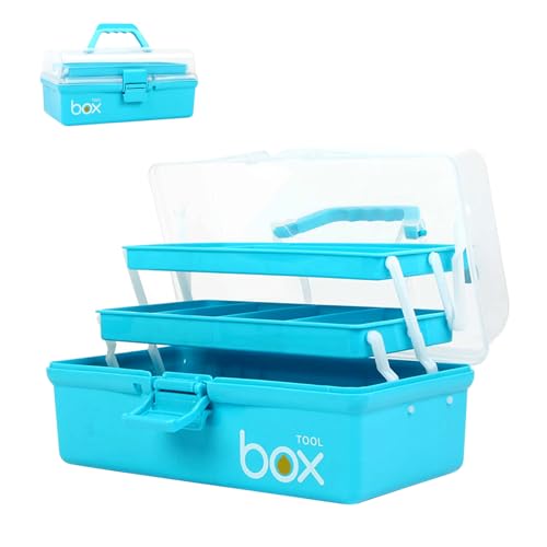 NCONCO 3 Layers Multipurpose Storage Box, Household Medicine First Aid Box Organizer Art Crafts Case Sewing Supplies Organizer with Handle for Home, School, Office