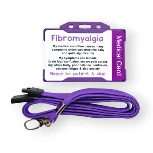 Fibromyalgia Awareness Medical Card with Lanyard Hidden Disability