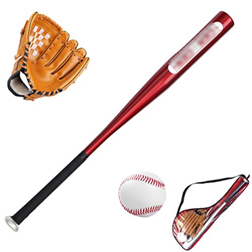 Yiiquan Unisex Enfants Little League Set Kit de Baseball Junior Multicolore : Gants + Batte + Balle (Rouge Marron) Cover