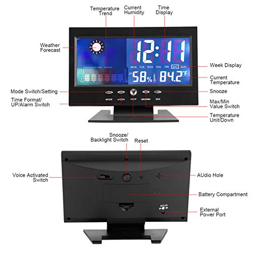 Orologio Digitale Per Misuratore di Umidità della Temperatura, Orologio Digitale Per Misuratore di Umidità della Temperatura, Allarme, Livello di Comfort, Calendario delle Previsioni Meteorologiche