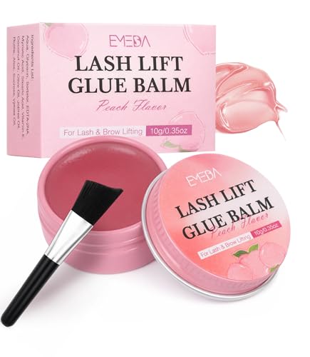 Lash Lift Glue Balm - Lash Lift Adhesive Eyelash Perm Glue Brow Lamination Gel Strong Hold 10g Peach Flavor Moisturizing Formula for DIY & Salon Use Gentle for Sensitive Eyes by EMEDA (02)