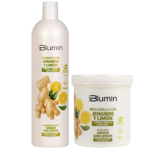 Tahe Blumin Jengibre y Limón | Pack Champú 1000 Ml + Mascarilla 700 Ml | De uso frecuente y con propiedades beneficiosas para la caída del cabello y la aceleración del crecimiento.