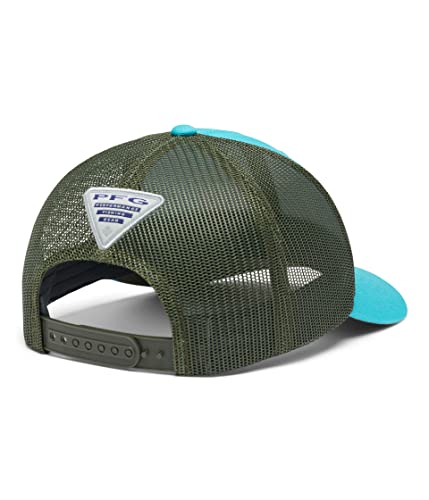 Image of Columbia Unisex PFG Fish Flag Mesh Snap Back - Low, Ocean Teal /Cypress, One Size