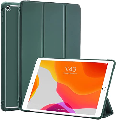 Image of SwooK Case for iPad 9th /8th /7th Generation,iPad 10.2-inch Soft TPU Back Protective Cases [Shock Absorption] Slim Lightweight Trifold Stand Smart Cover, Auto Wake /Sleep (Midnight Green, Ipad 10.2 inch)