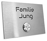 Massives Klingelschild mit beleuchtetem Taster für Ihre Haustür. Die Edelstahlklingel besteht aus rostfreiem und witterungsbeständigem V2A Edelstahl für lange Freude an unserem Produkt.
