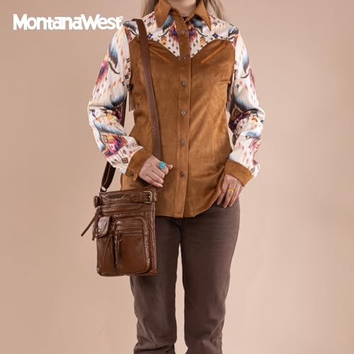 Image of Montana West Crossbody Bag for Women Multi Pocket Shoulder Medium Travel Purses Ultra Soft Washed Leather