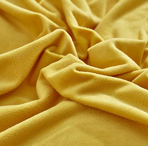 Karever Mustard Yellow Velvet Duvet Cover Set Queen Yellow Flannel Comforter Cover Queen With Corner Ties 3 Pieces Luxury Velutum Bedding Set Soft Warm Mustard Yellow Velour Quilts Cover #TOP3